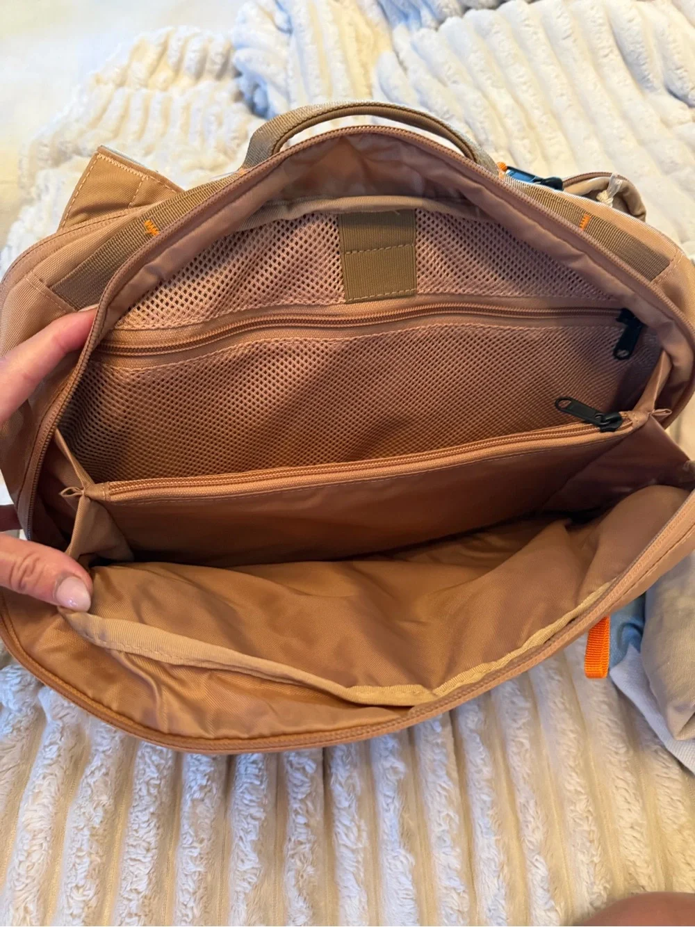 The North Face Men's Messenger Bag in Tan with Olive Accents